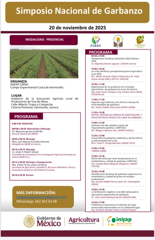 Sagarhpa invita al XIII Simposio Nacional de Garbanzo